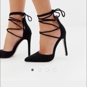 Black Suede Lace Up Heels